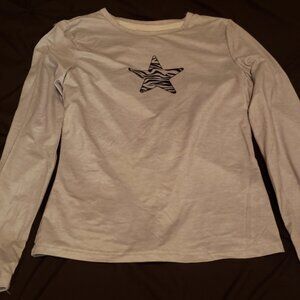 SHEIN Gray Long Sleeve Top with Zebra Star
